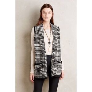 Anthropologie ANGEL OF THE NORTH Roenne Black & White Sweater Cardigan Small